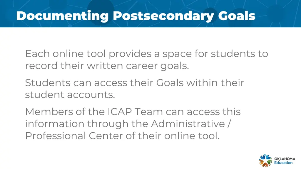 documenting postsecondary goals documenting