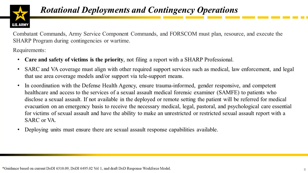 rotational deployments and contingency operations