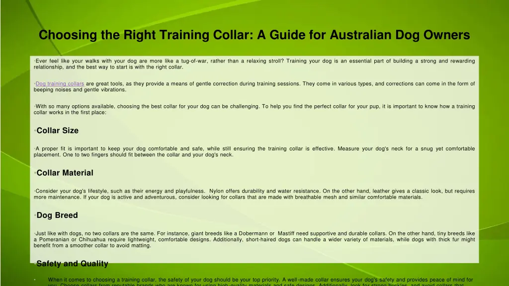 choosing the right training collar a guide