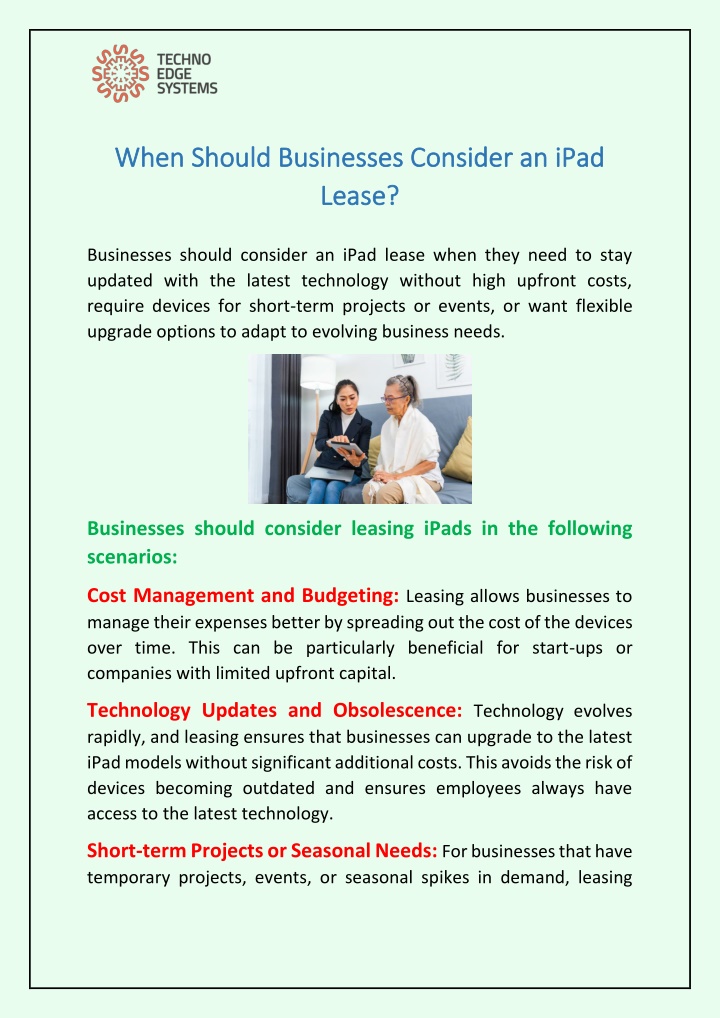 when should businesses consider an ipad when