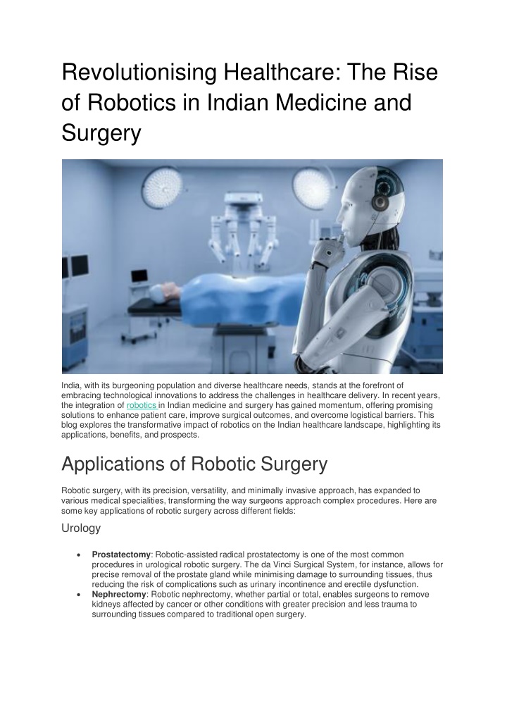 revolutionising healthcare the rise of robotics