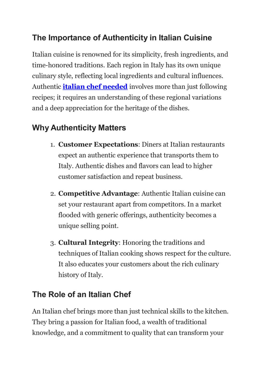 the importance of authenticity in italian cuisine