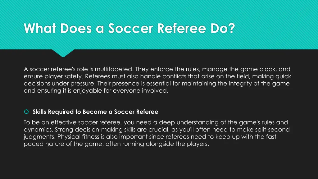 what does a soccer referee do