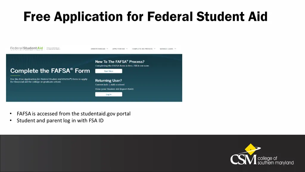 free application for federal student aid