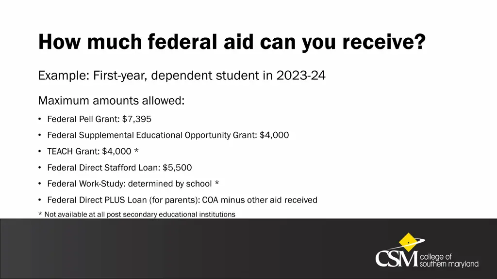 how much federal aid can you receive
