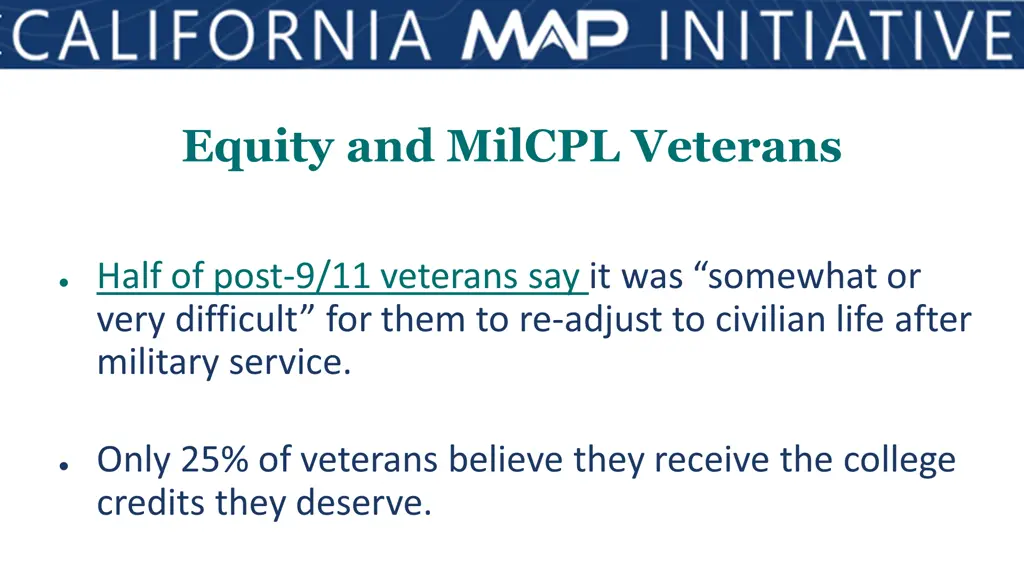 equity and milcpl veterans
