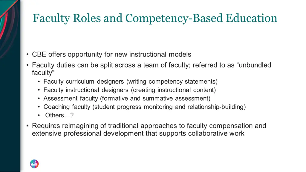 faculty roles and competency based education