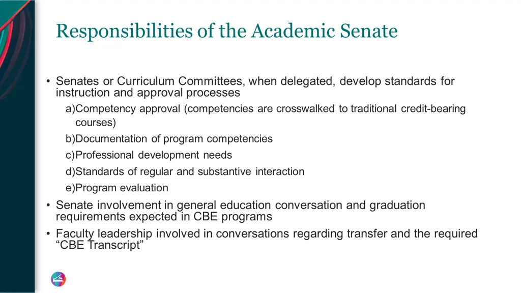 responsibilities of the academic senate