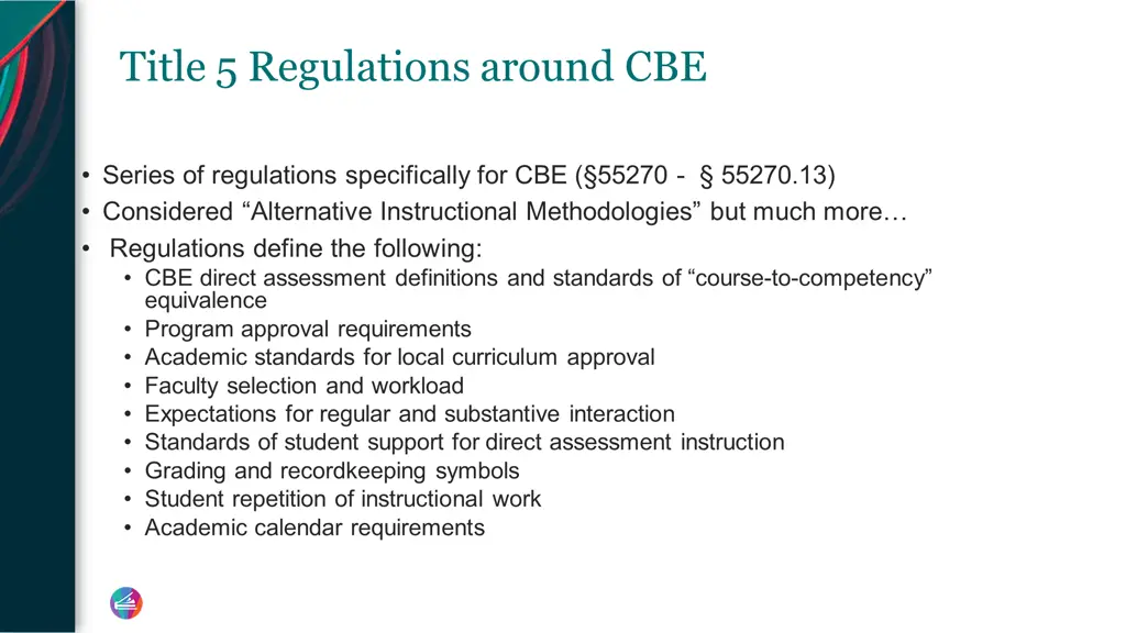 title 5 regulations around cbe