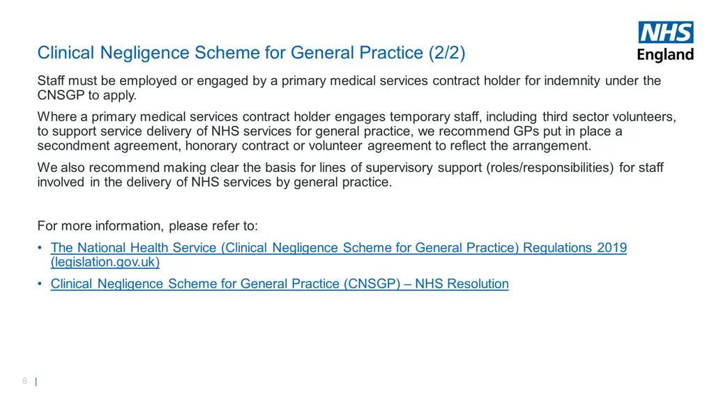 clinical negligence scheme for general practice