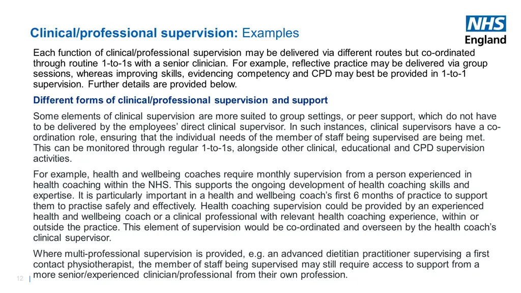clinical professional supervision examples