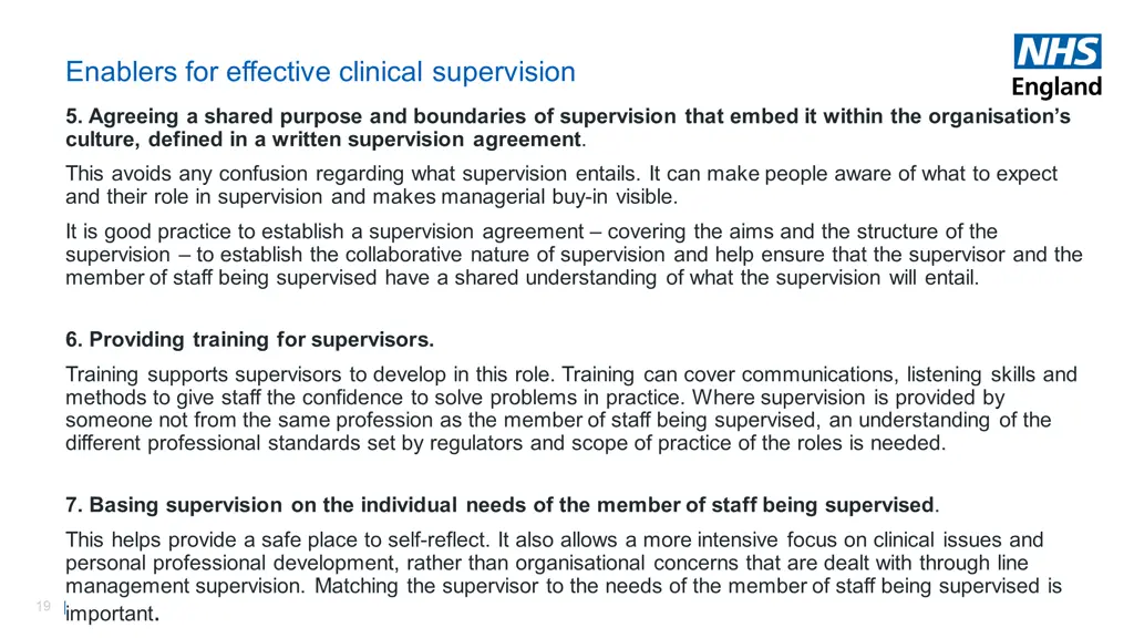 enablers for effective clinical supervision