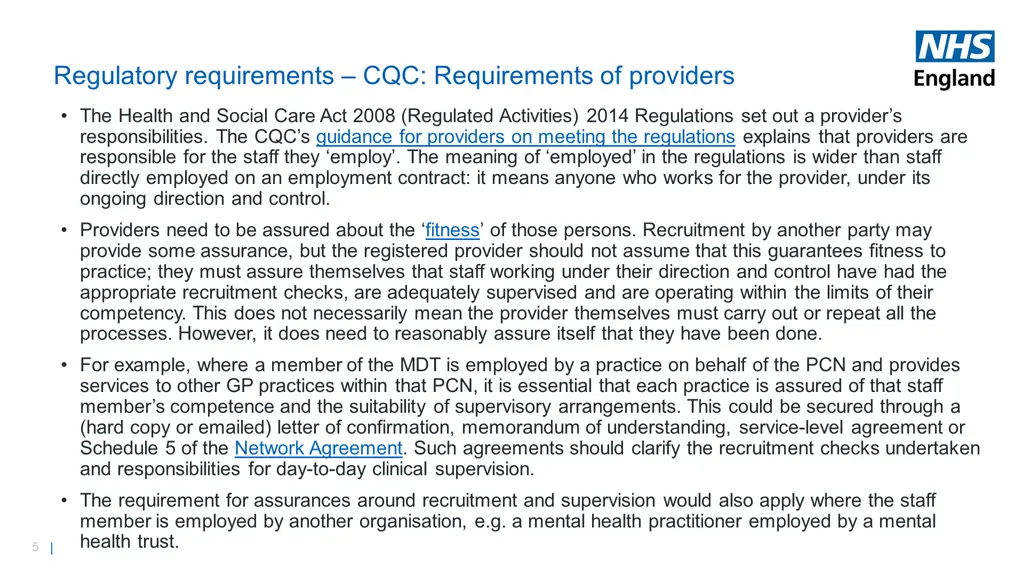 regulatory requirements cqc requirements