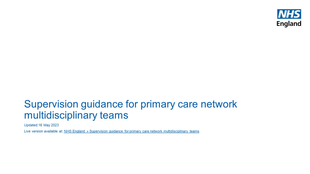 supervision guidance for primary care network