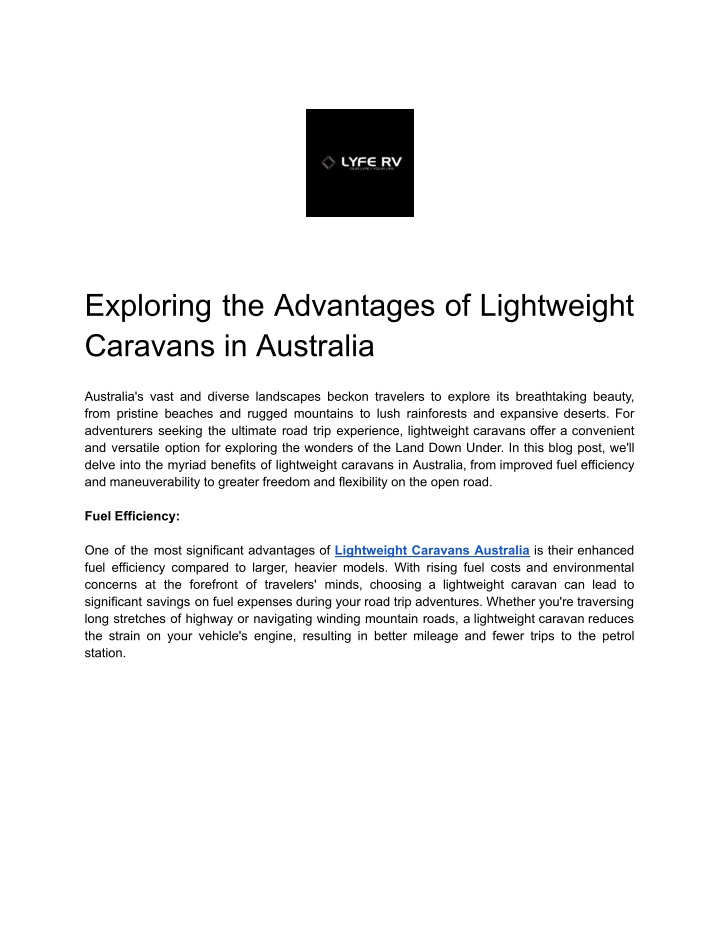 exploring the advantages of lightweight caravans