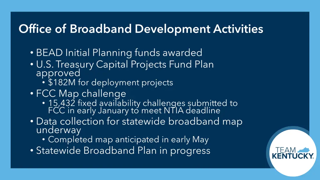 office of broadband development activities