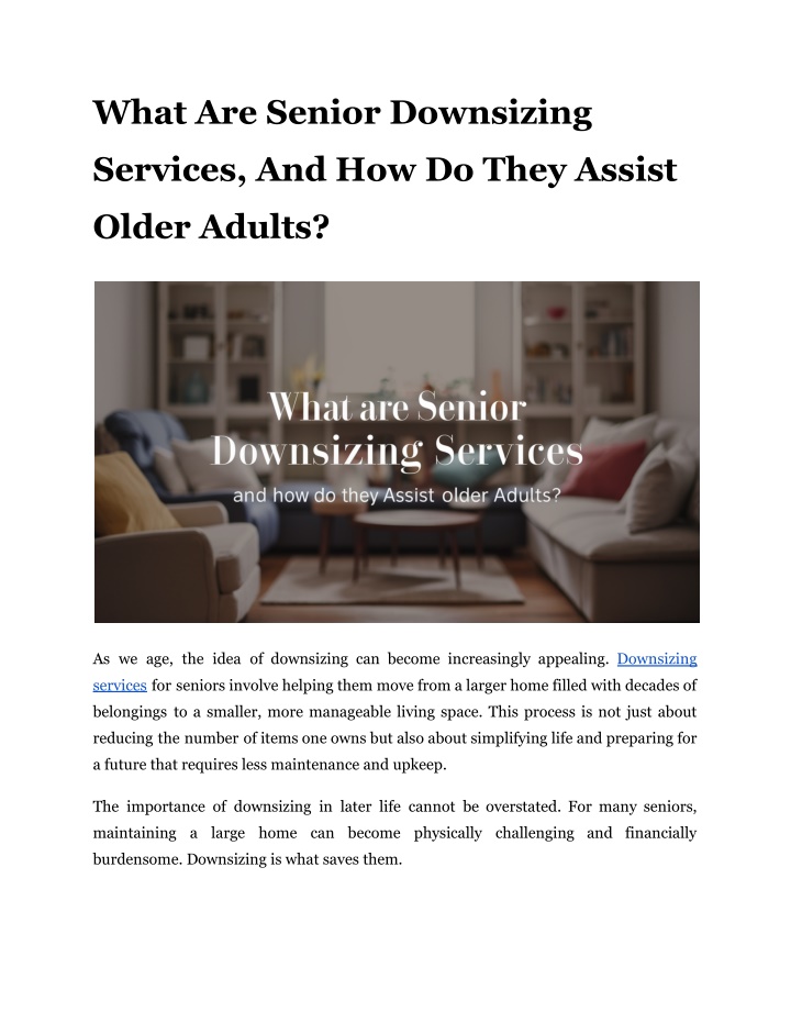 what are senior downsizing