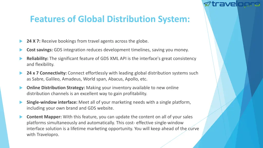 features of global distribution system