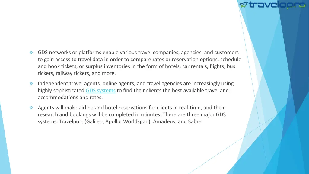 gds networks or platforms enable various travel