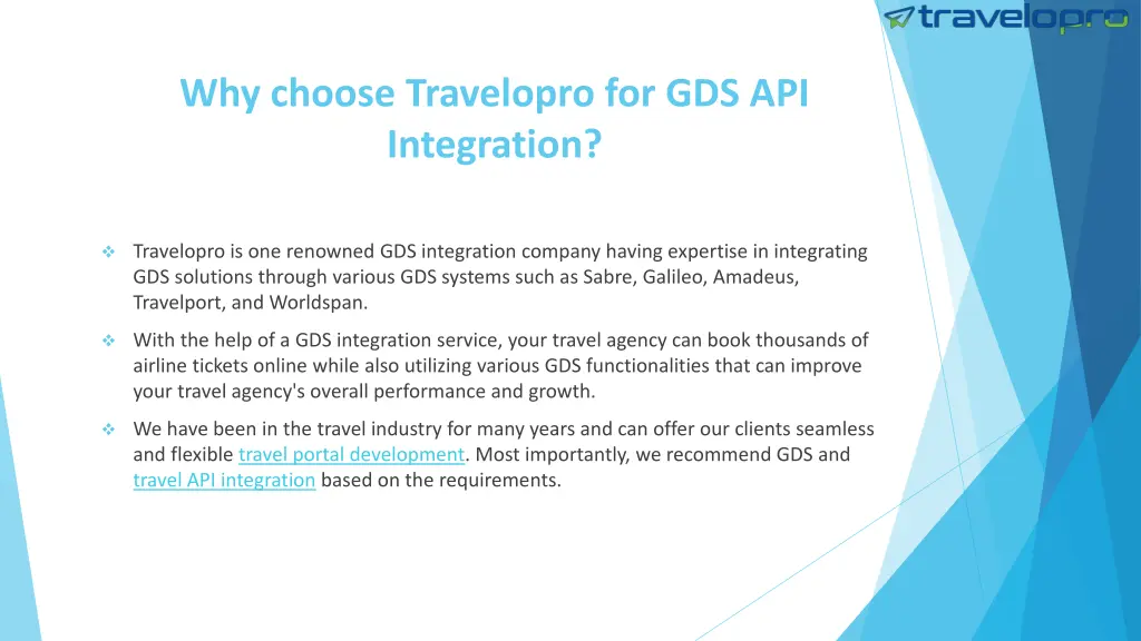 why choose travelopro for gds api integration