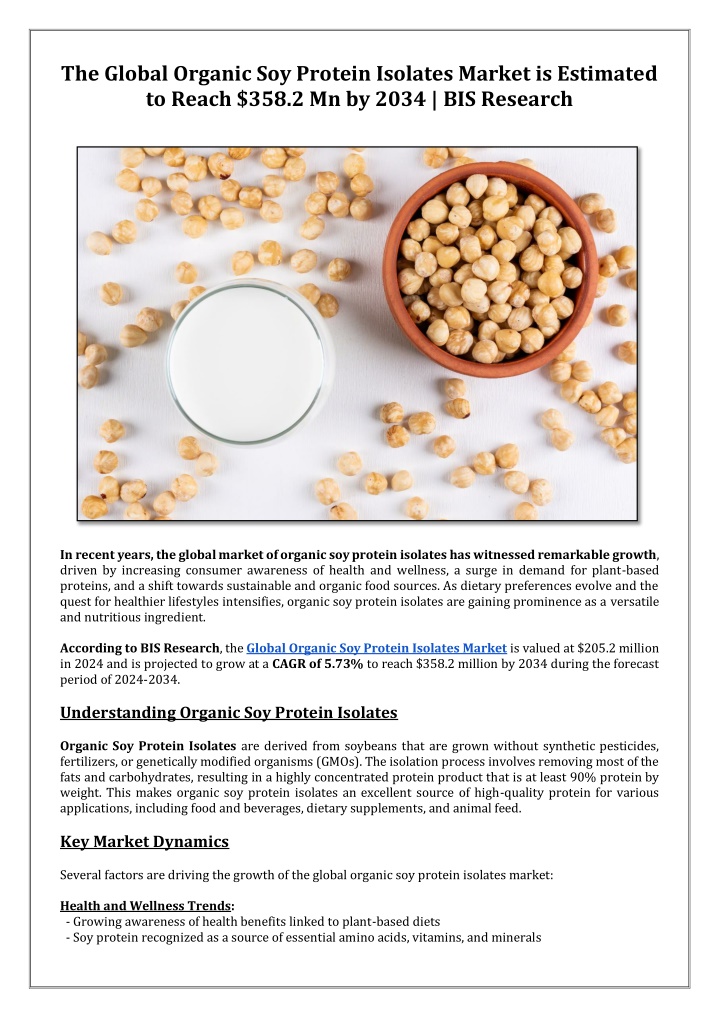 the global organic soy protein isolates market