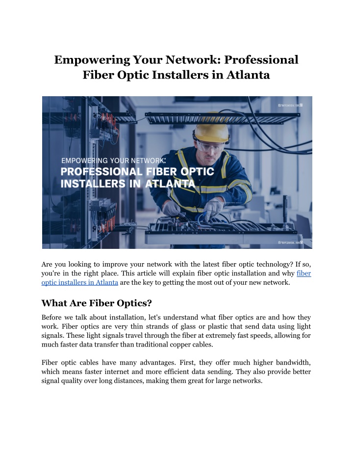 empowering your network professional fiber optic