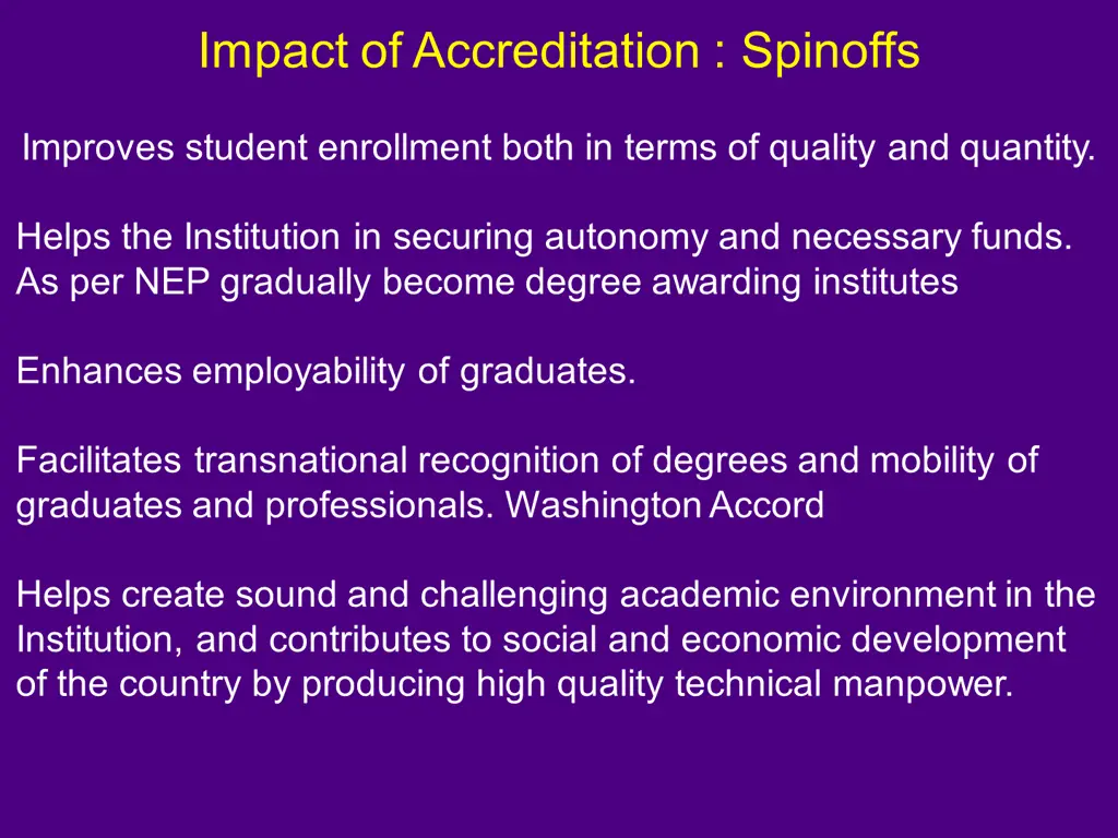 impact of accreditation spinoffs