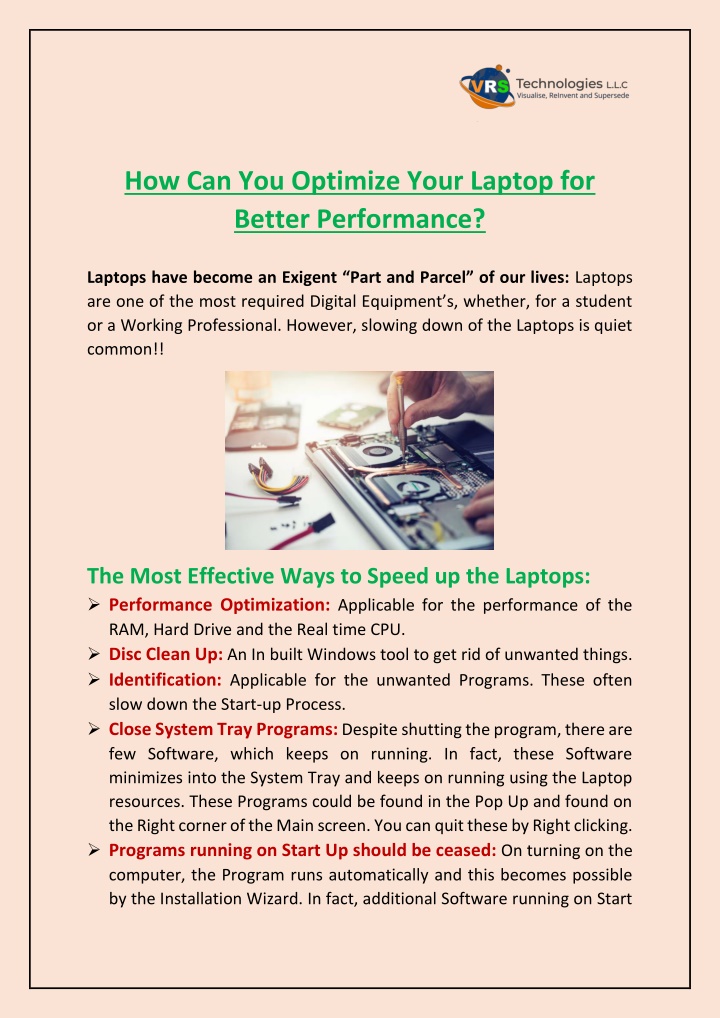 how can you optimize your laptop for better