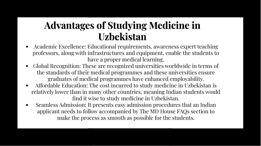 advantages of studying medicine in uzbekistan