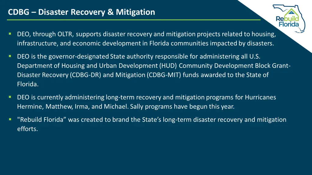 cdbg disaster recovery mitigation