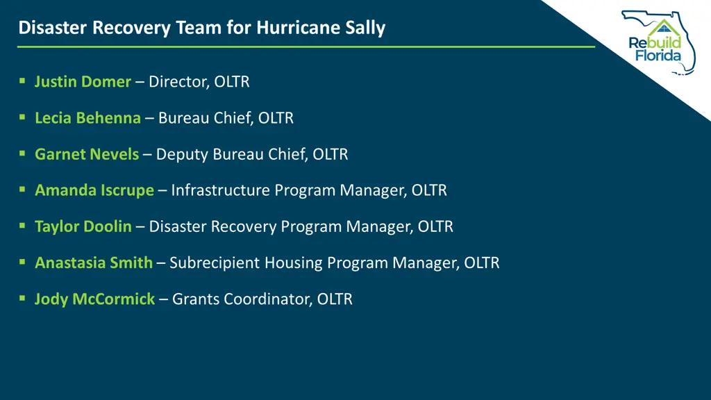 disaster recovery team for hurricane sally