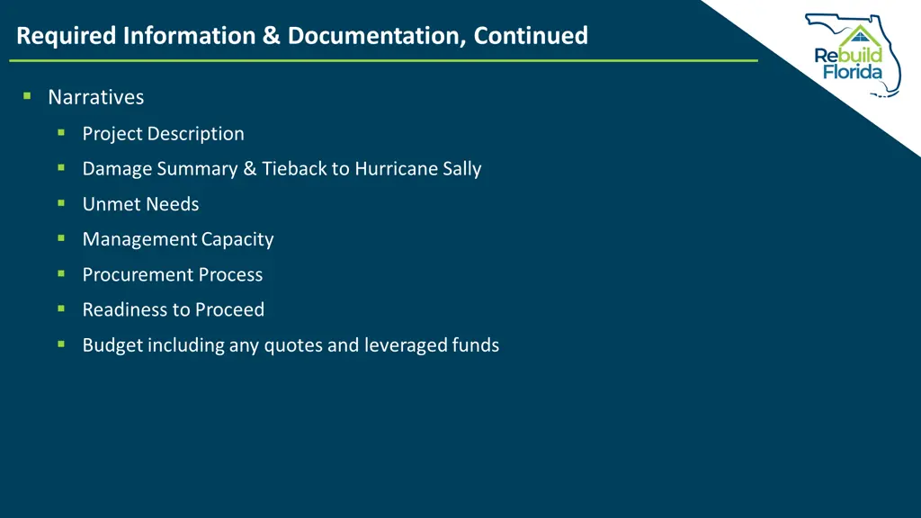 required information documentation continued
