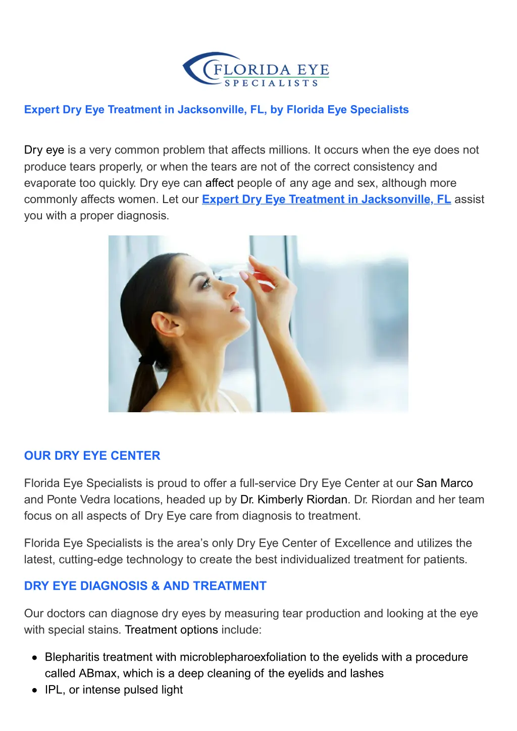 expert dry eye treatment in jacksonville