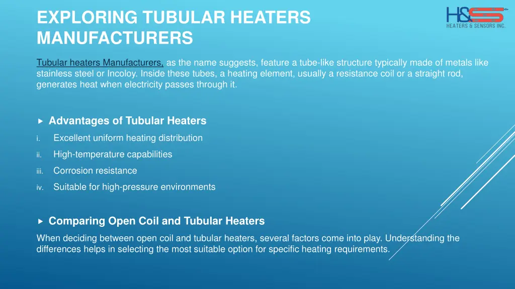 exploring tubular heaters manufacturers