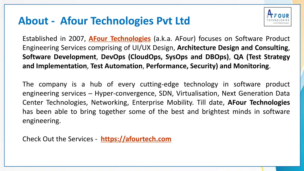 about afour technologies pvt ltd