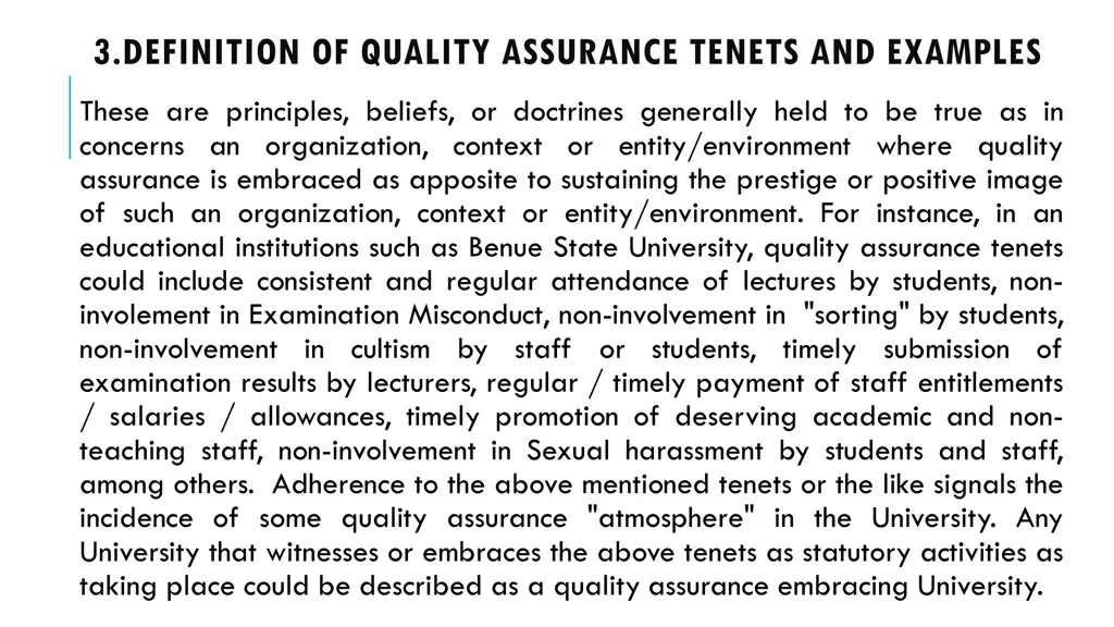 3 definition of quality assurance tenets