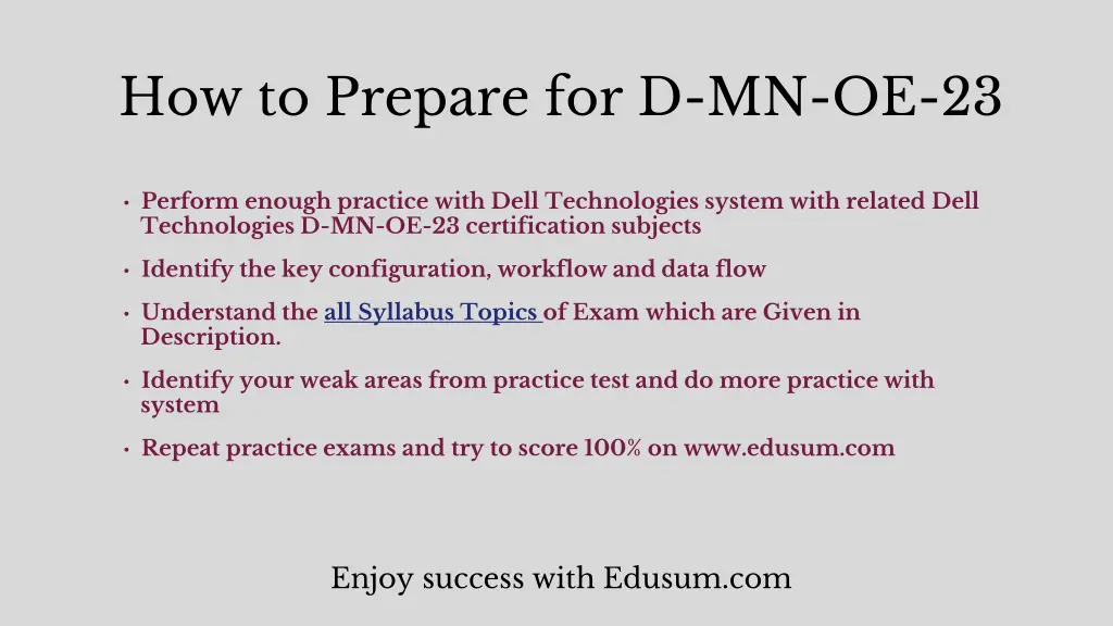 how to prepare for d mn oe 23