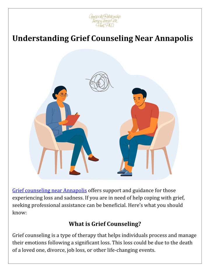 understanding grief counseling near annapolis