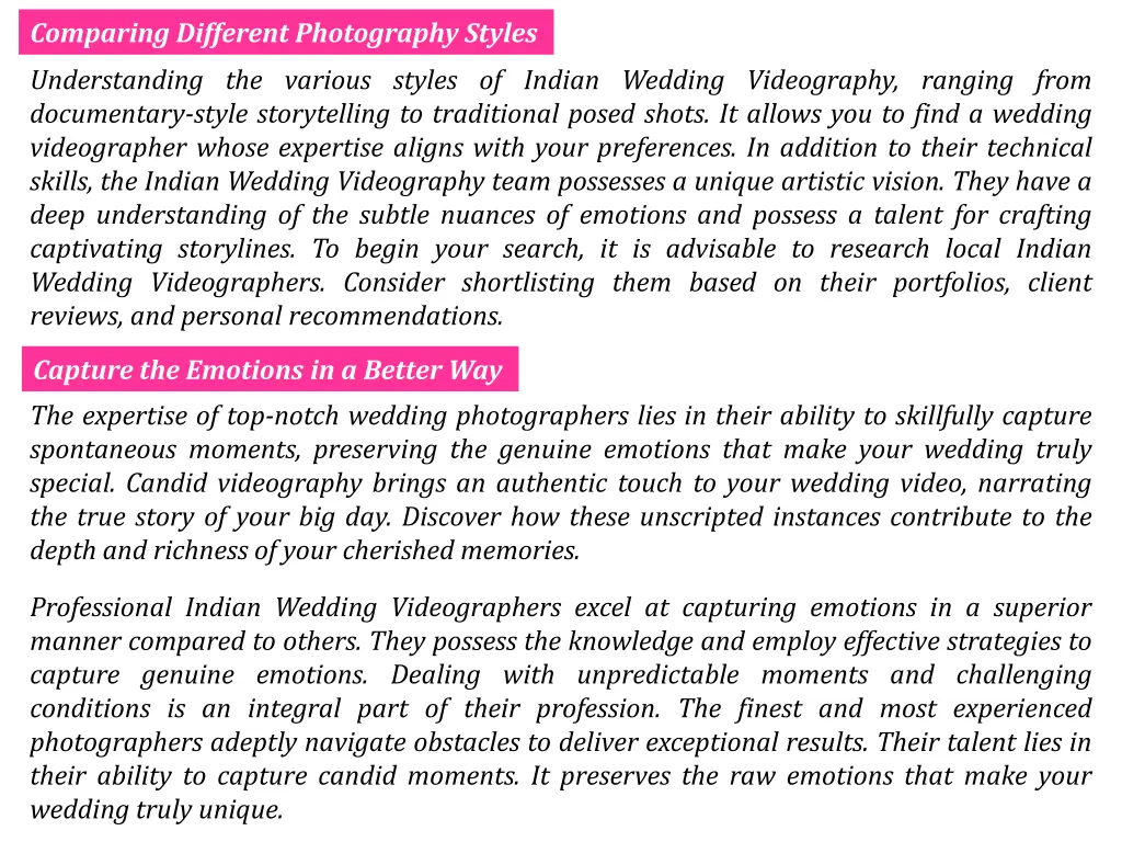 comparing different photography styles