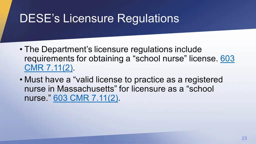 dese s licensure regulations