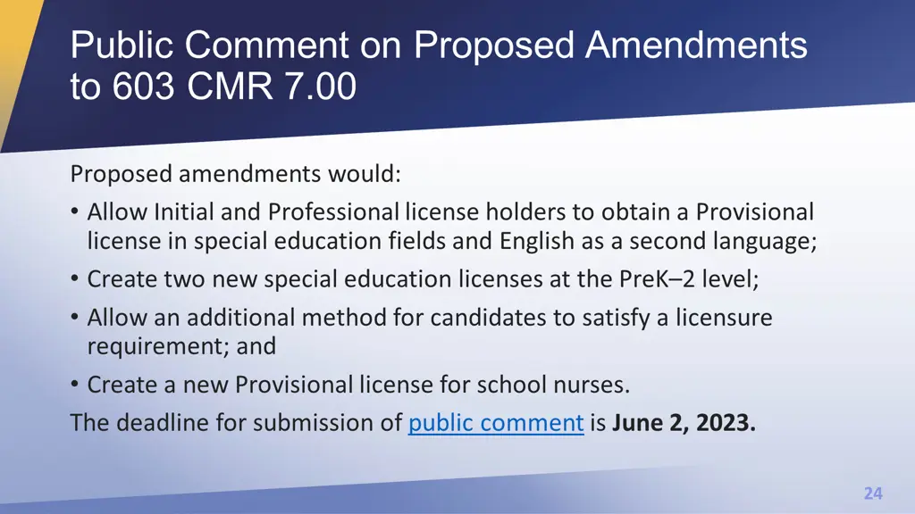 public comment on proposed amendments