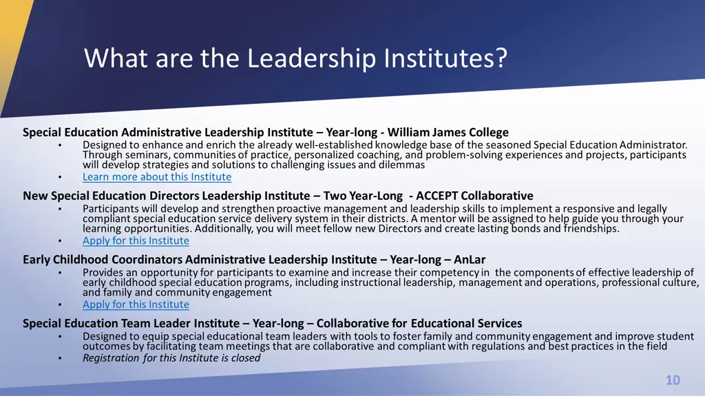 what are the leadership institutes