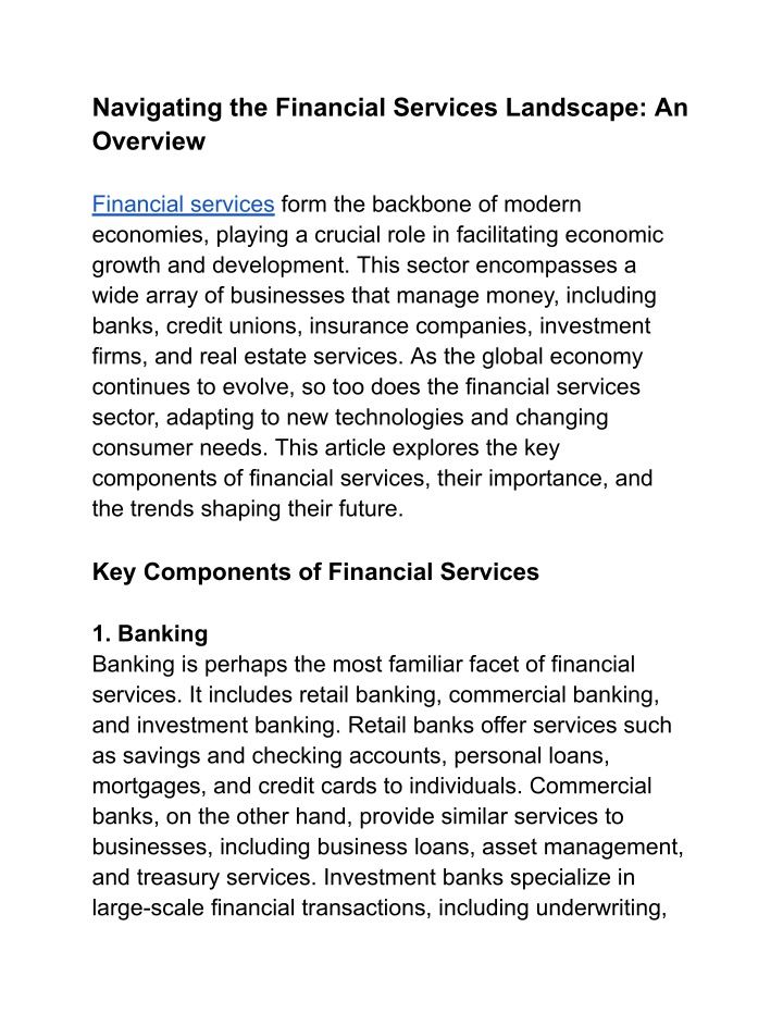 navigating the financial services landscape