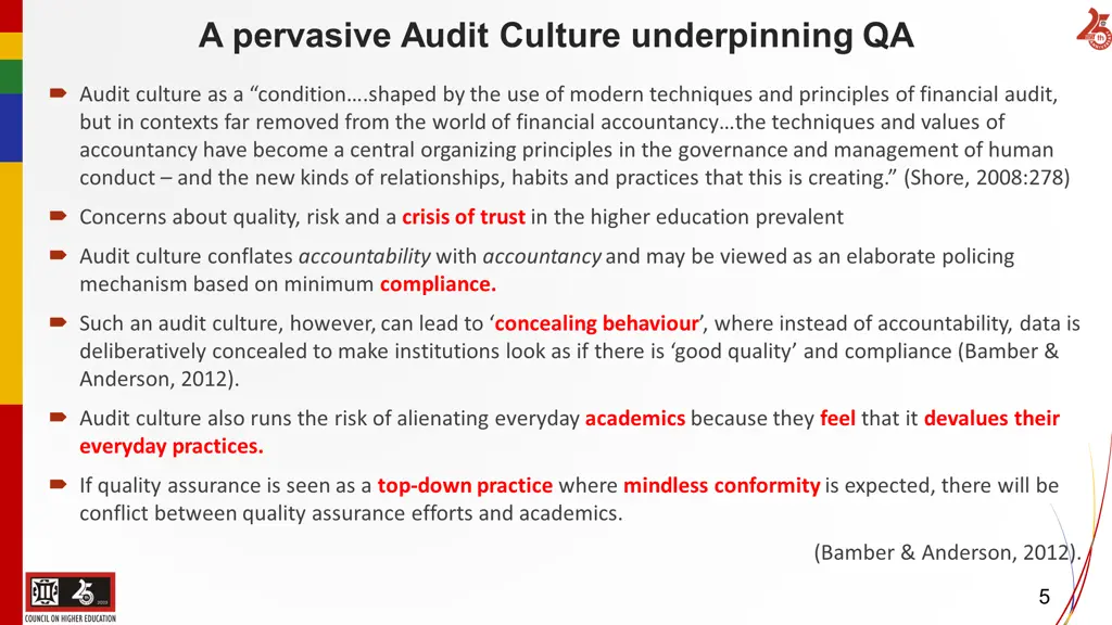 a pervasive audit culture underpinning qa