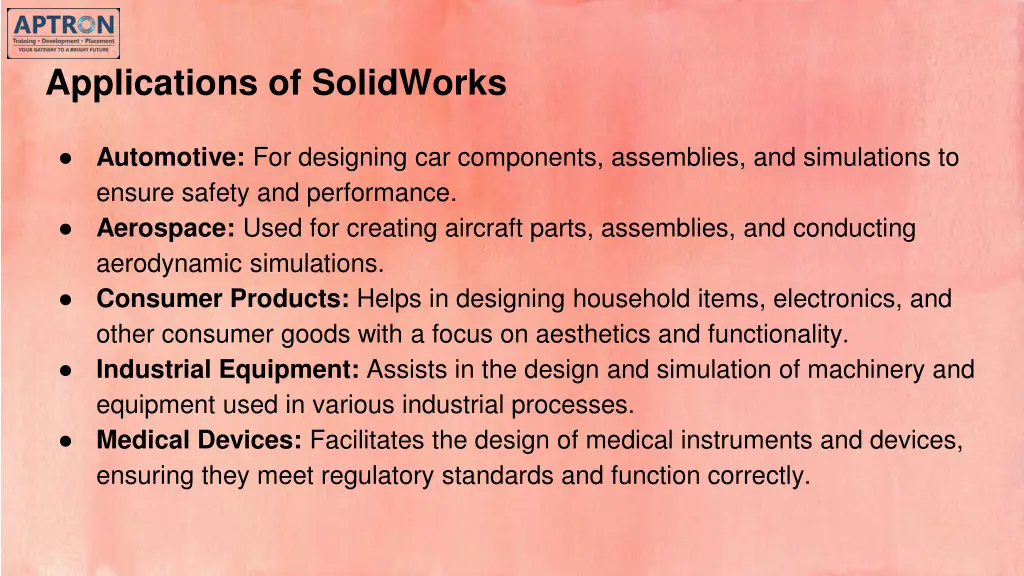 applications of solidworks