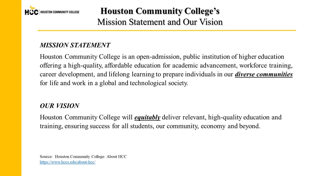 houston community college s mission statement