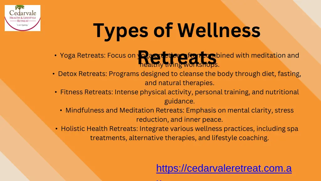 types of wellness retreats detox retreats