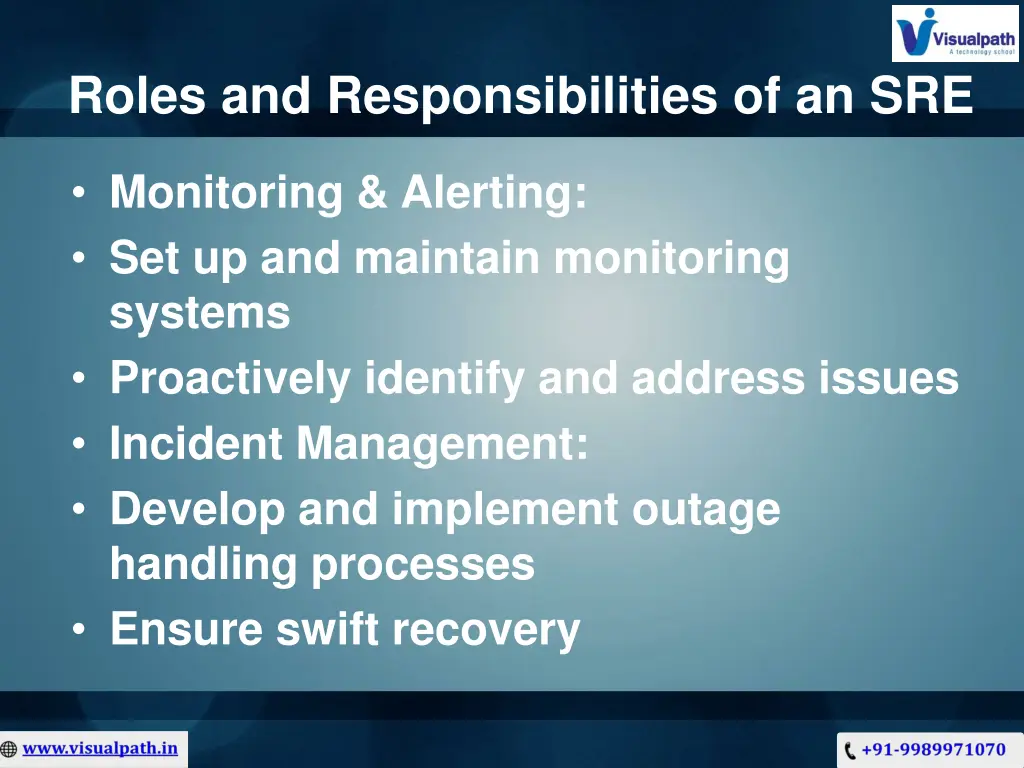 roles and responsibilities of an sre