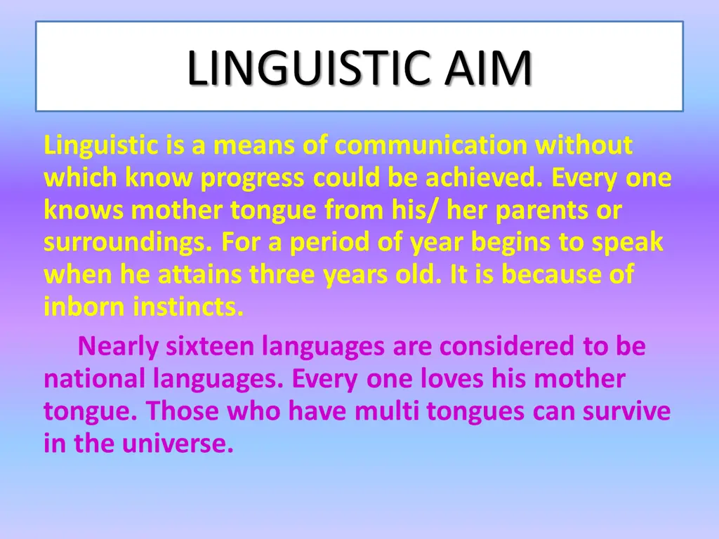 linguistic aim