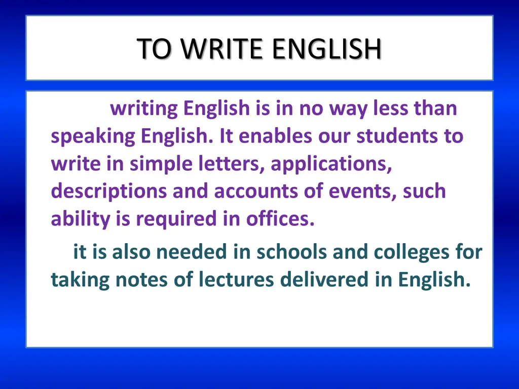 to write english
